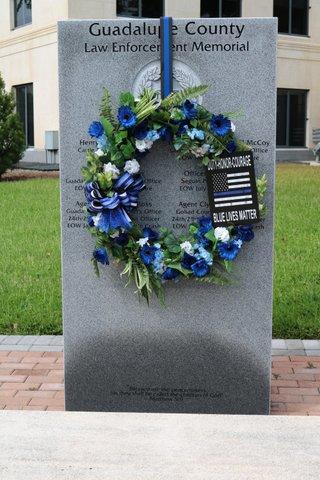 photo of memorial and wreath