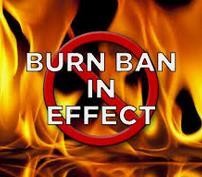 photo of fire and words burn ban