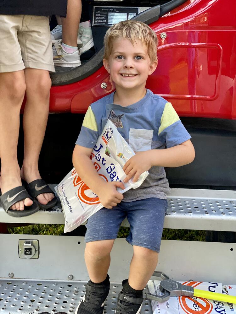 Little Boy on Fire Truck