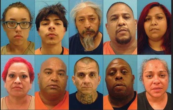 face photos of 10 people arrested