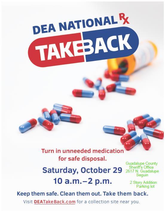 Photo saying DEA drug take back program