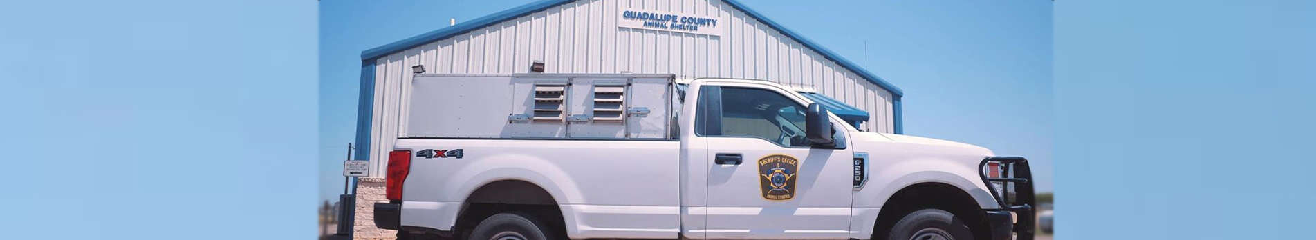 Guadalupe Sheriff truck in front of the animal shelter.
