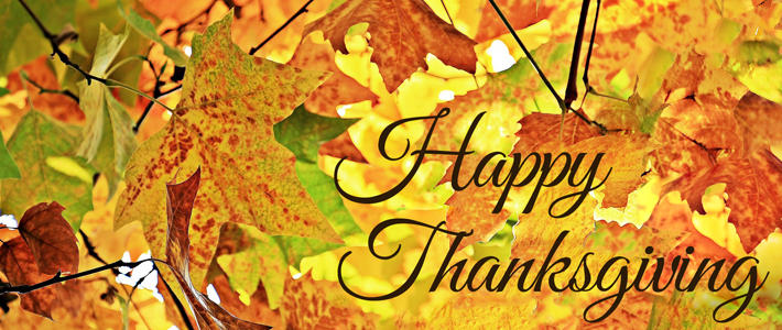 Happy Thanksgiving with leaves background